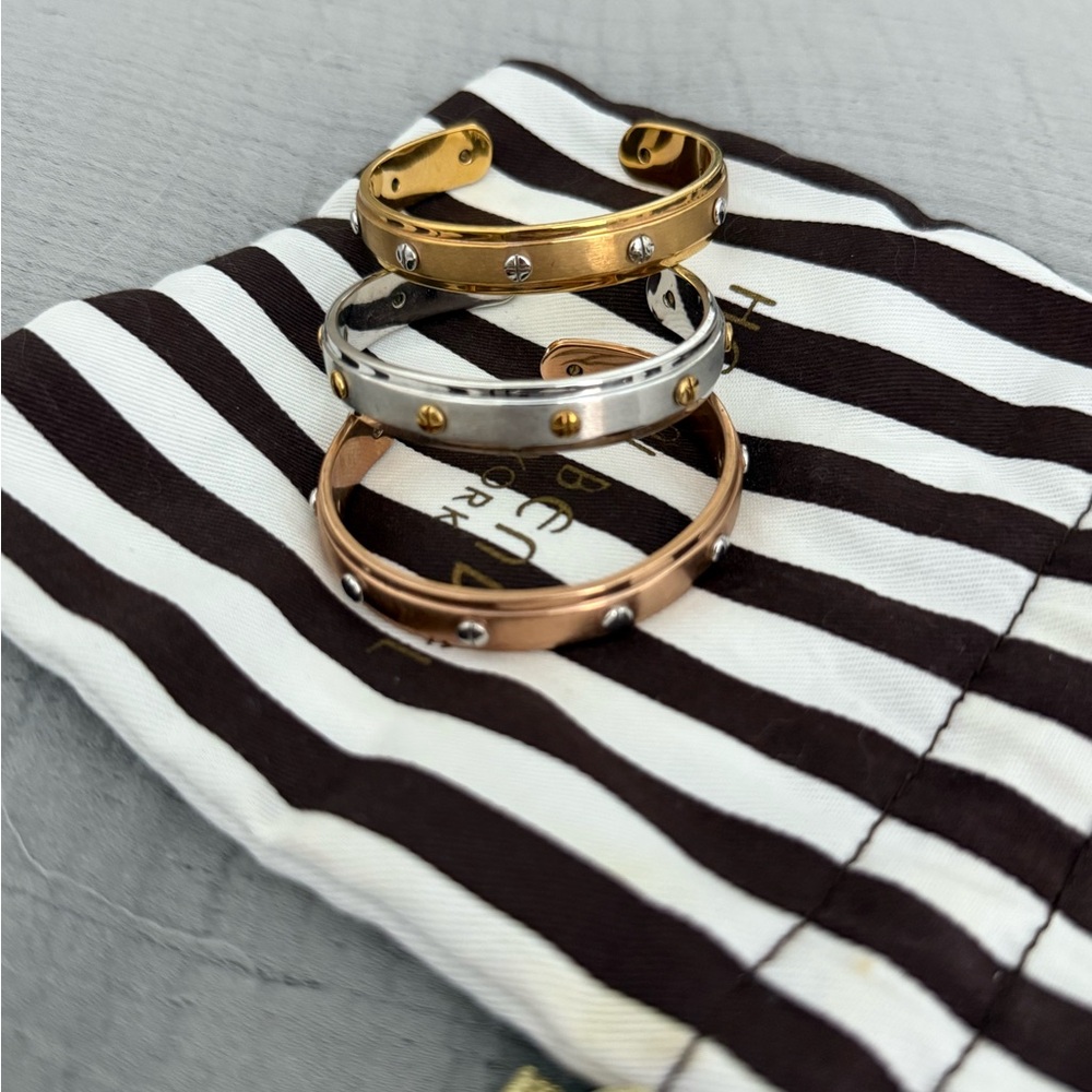 Henri Bendel Gold Rose Gold Silver Studded Bracelets - Picture 2 of 3